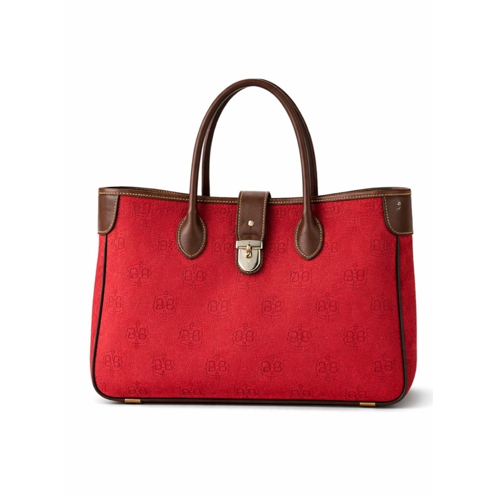 DOONEY &‎ BOURKE Red Logo Jacquard Double Handle Tote Turn Lock Y2K Vintage